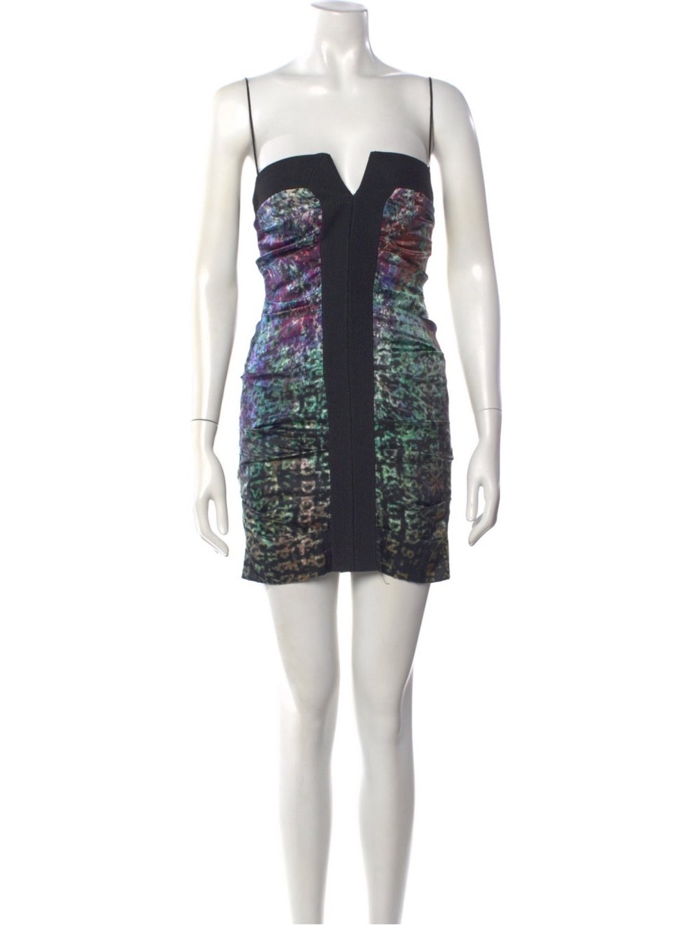Nicole Miller Multicolor Abstract Print Mini Dress with Black Center EUC